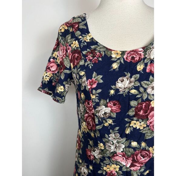 Vintage Floral Rayon Dress Milkmaid Fairy Romantic USA Up Front & Back Size M L - Picture 5 of 7